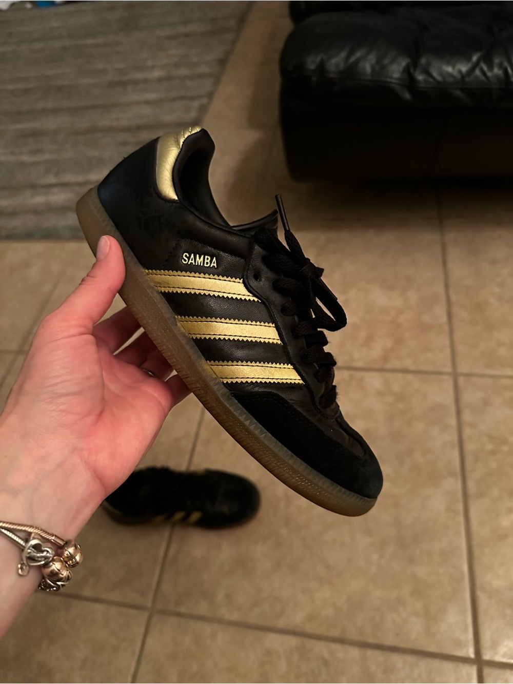 adidas Samba Black with Gold Stripes Men’s Sneakers